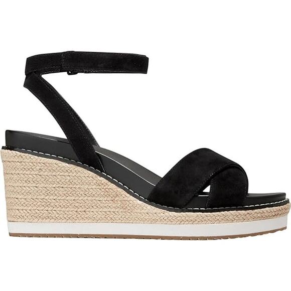 NWT Cole Haan Womens Cloud Crisscross Adjustable Wedge Sandals,Black -Size 6 - Picture 1 of 4